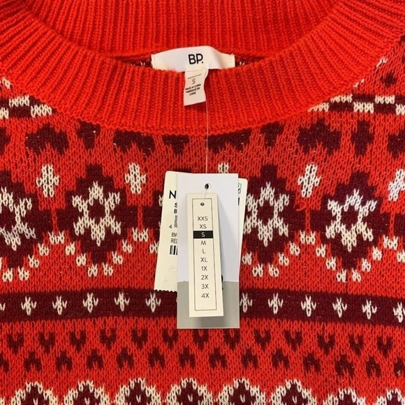 BP Nordstrom Women's Crafted Holiday Fairisle Sweater‎ In Red Scarlet Size S NWT - Picture 7 of 11